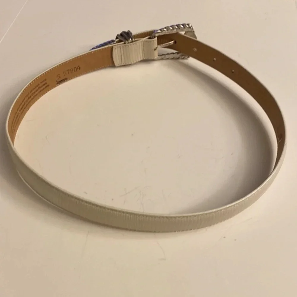 Brighton Leather Belt 90s Vintage Y2K, White Leather
